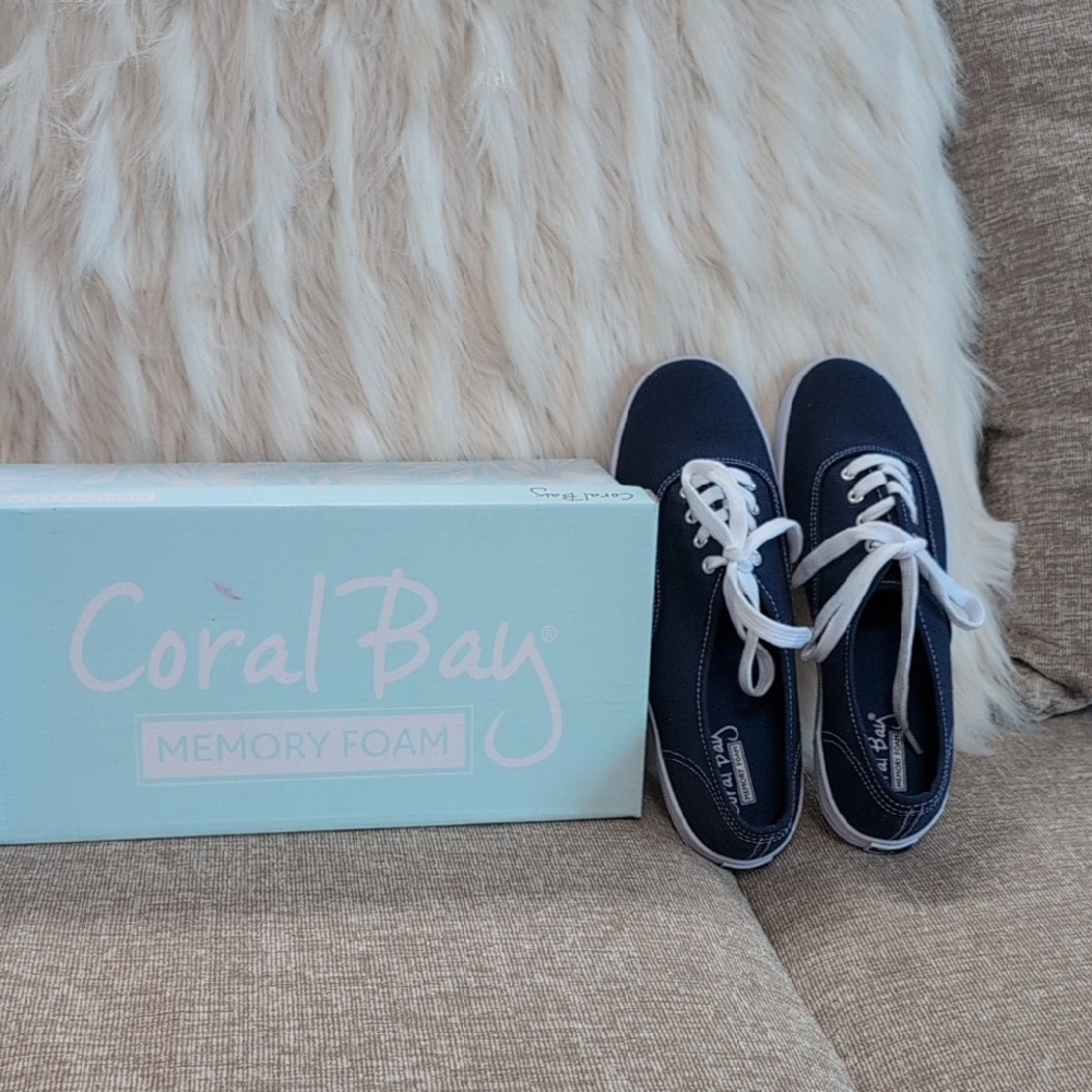 Coral Bay Dark Blue Sneakers with White Laces Brand New